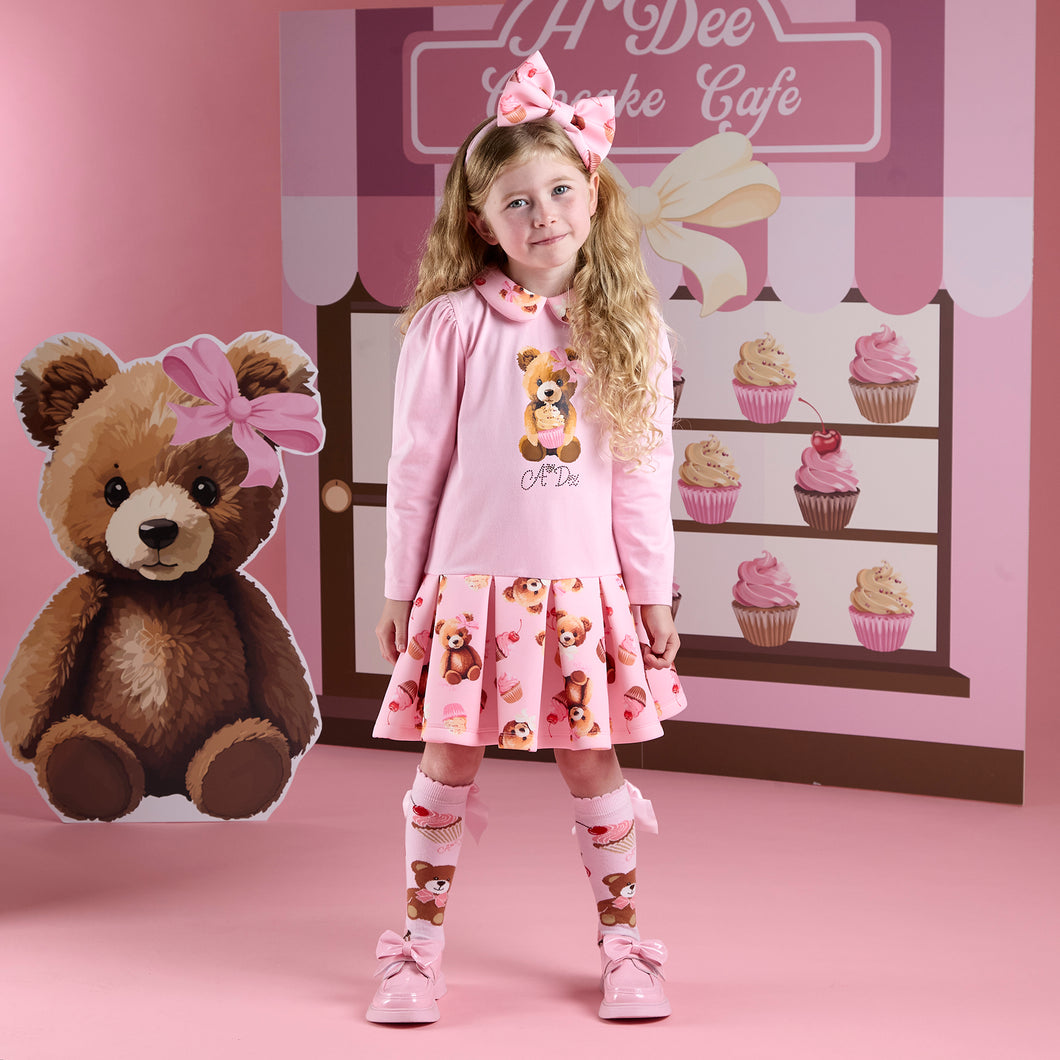 W252709 MEADOW
Bear print mix dress - 4001 Pink Fairy