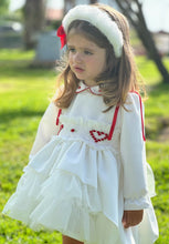 Load image into Gallery viewer, In25-08 White velvet heart
smocked dress