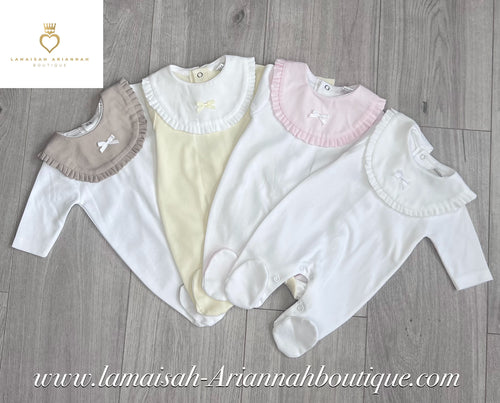 COTTON BABY GROW WITH BOW
