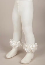 Load image into Gallery viewer, IVORY RUFFLE RIBBON TIGHTS