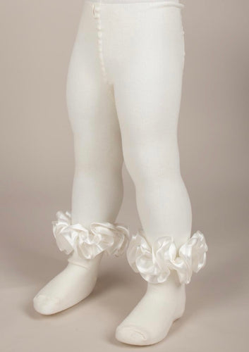 IVORY RUFFLE RIBBON TIGHTS