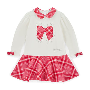 W251703 LOTTIE
Check bow dress with peter pan collar