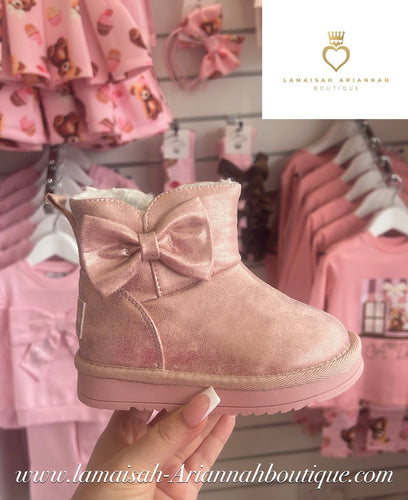 W255104 BOWTIFUL - Faux suede boot with bow detail - PINK FAIRY