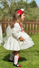 Load image into Gallery viewer, In25-08 White velvet heart
smocked dress