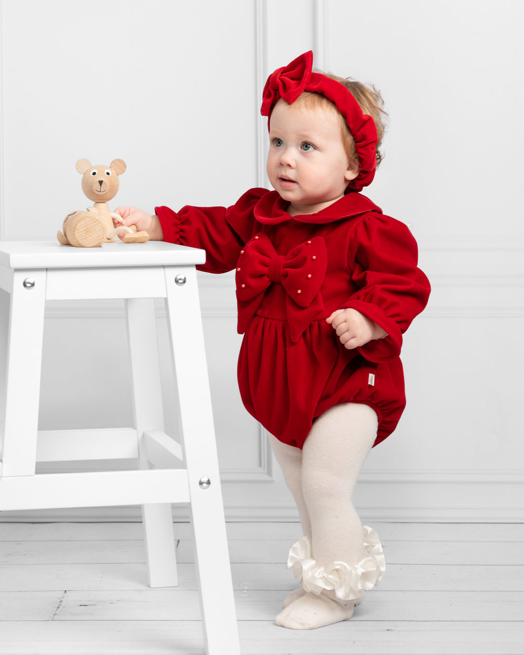 VELVET ROMPER WITH HEADBAND