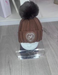 W252919 MALLORY - Pom pom lurex hat - Chocolate Brown