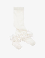 Load image into Gallery viewer, IVORY RUFFLE RIBBON TIGHTS