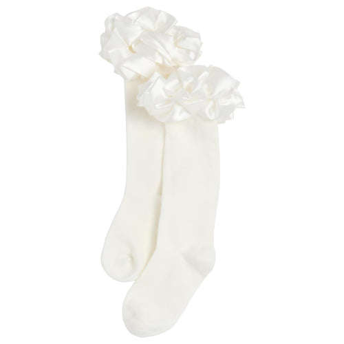 CARAMELO KNEE HIGH RUFFLE SOCKS - IVORY