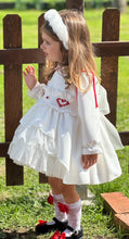 Load image into Gallery viewer, In25-08 White velvet heart
smocked dress