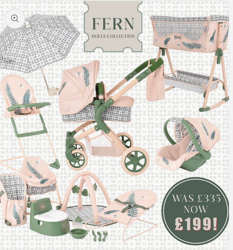 Black Friday - Roma RHS Single Dolls Pram Bundle - Fern