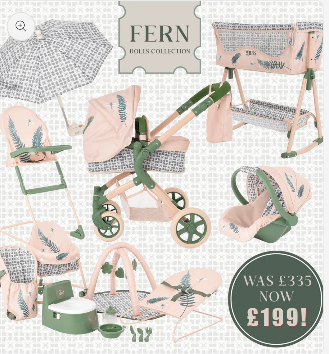 Black Friday - Roma RHS Single Dolls Pram Bundle - Fern