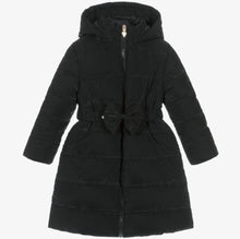 Load image into Gallery viewer, Caramelo Black Matt Puffer Jacket with Bow