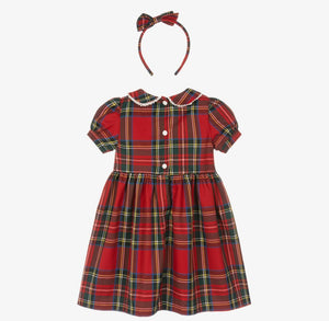 Smocked Heart Tartan Dress & Headband