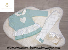 Load image into Gallery viewer, TEAL FRILL HEART LOUNGE SET
