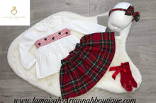 Load image into Gallery viewer, SMOCKED HEART SKIRT SET &amp; BOW HAIR BAND