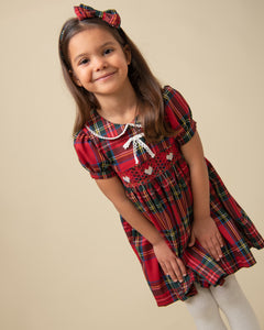 Smocked Heart Tartan Dress & Headband