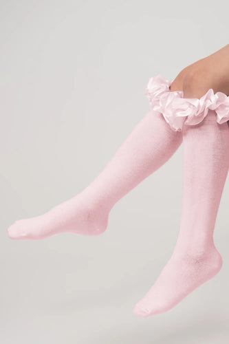 PINK RUFFLE KNEE HIGH SOCKS