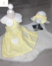 Load image into Gallery viewer, Linen Scaloo Heart Dress LEMON