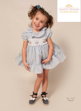 Load image into Gallery viewer, Candy Stripe Smock Baby Blue Dress 323