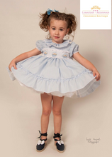 Load image into Gallery viewer, Candy Stripe Smock Baby Blue Dress 323