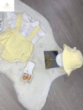Load image into Gallery viewer, Linen Dungaree Romper &amp; SUN HAT