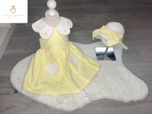 Load image into Gallery viewer, Linen Scaloo Heart Dress LEMON