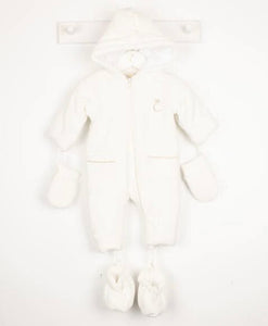 Velour Snowsuit with Booties and Mittens