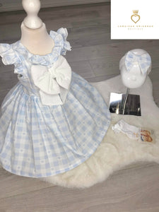 Checked Heart Dress with Hair Bow