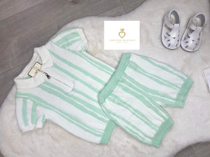 Abstract Stripe Knitted Two Piece MINT