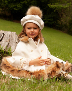 CREAM CAPE WITH CMAEL SOFT FUR | IN22-15