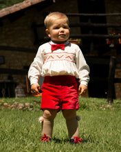 Load image into Gallery viewer, RED VELVET SHORTS &amp; SMOCK BLOUSE | IN22-21
