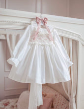 Load image into Gallery viewer, Cream &amp; Baby Pink Smock Dress