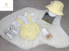 Load image into Gallery viewer, Linen Dungaree Romper &amp; SUN HAT