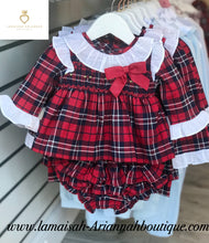 Load image into Gallery viewer, Tartan Hand Smocked Bloomer Set (3-6 MONTH)