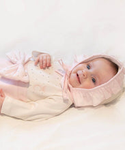Load image into Gallery viewer, Velour Diamonte Bow Babygrow