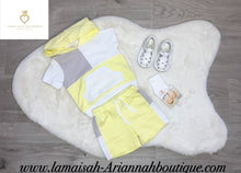 Load image into Gallery viewer, Tri Colour Hooded Short Set LEMON